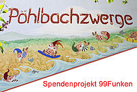 Wandbild der DRK Kite Pöhlbachwerge mit Hinweis auf Spendenaktion
