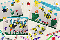 Kinderbilder mit Bienen und Blumen